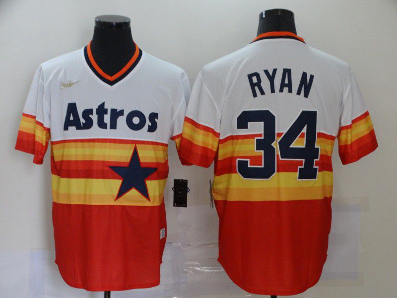 Men Houston Astros #34 Ryan Orange Throwback Nike MLB Jerseys->houston astros->MLB Jersey